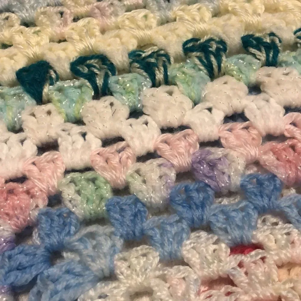 33x33 homemade crocheted baby blanket. Excellent and soft.